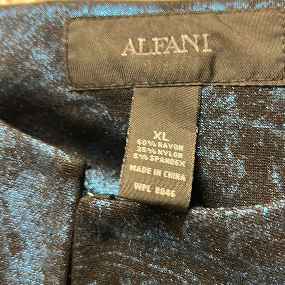 Alfani Black with Blue Metallic Jacquard Topper Jacket w/ Hook & Eye Closures XL - Picture 4 of 5